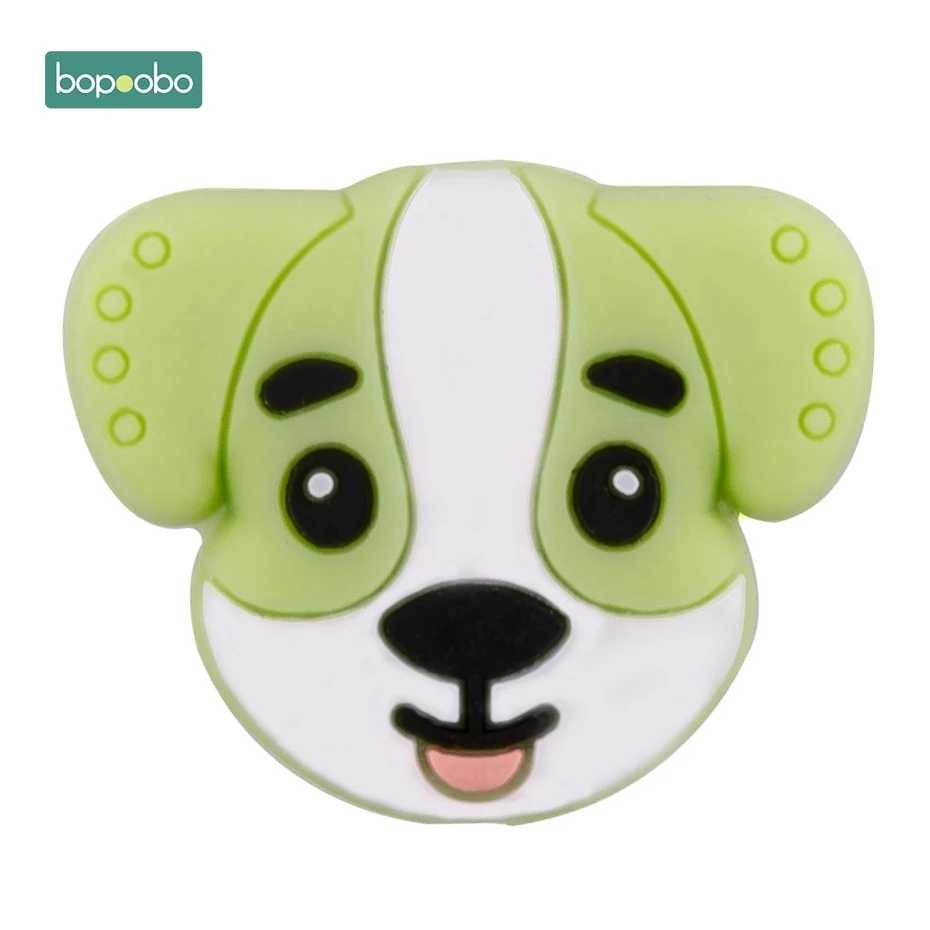 Lemon Green Dog Bopoobo 5 шт. Детские принадлежности для кормления Силиконовые Бусины Пищевой прорезыватель из дфп DIY Ювелирный Браслет игрушки для кроватки детский Прорезыватель подарок - Цвет: Lemon Green Dog