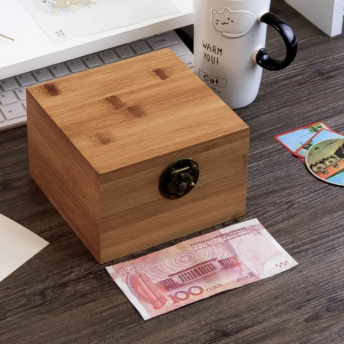 15x15x10cm Бамбуковая коробка квадратный Рабочий стол ключ ватные палочки коробка для хранения ювелирных изделий коллекция упаковки макияж Органайзер безделушки коробки - Цвет: 15x15x10cm