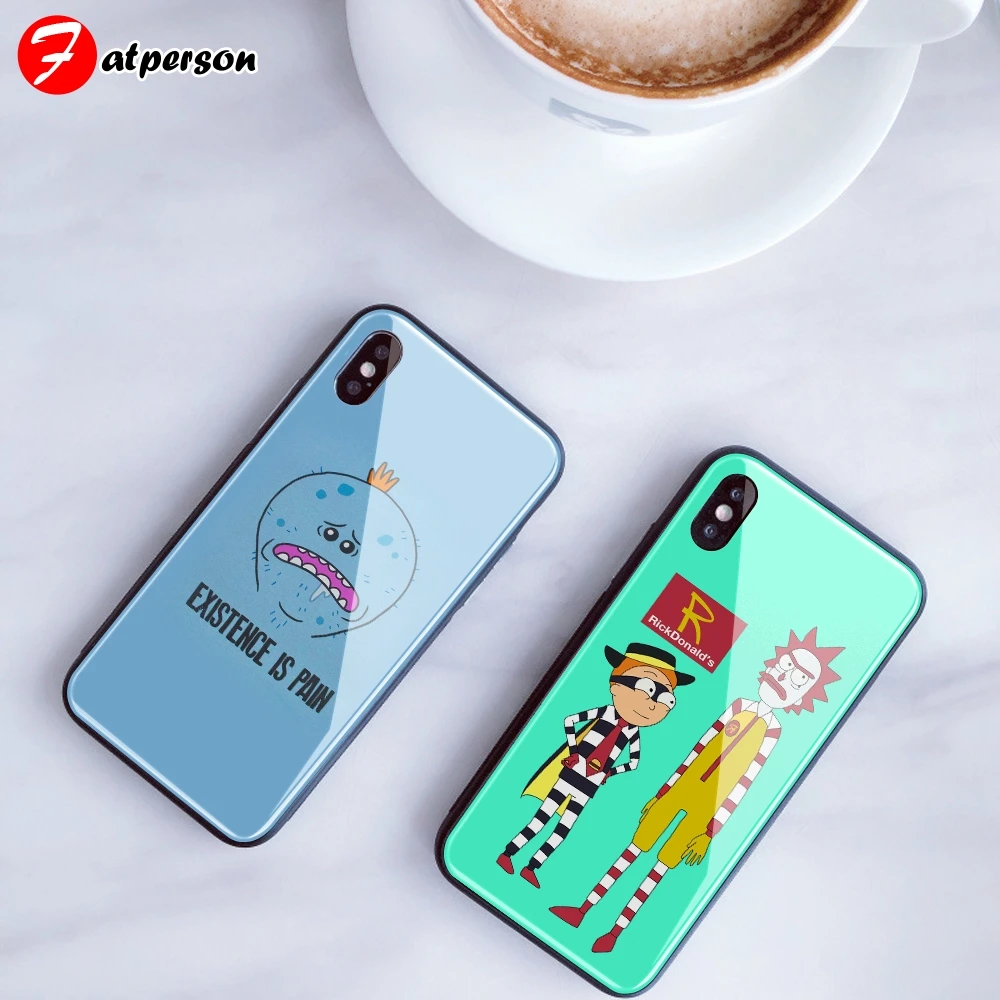 На заказ Чехол из закаленного стекла для телефона для iphone 11 Pro XS MAX XR 5 5S SE чехол Рик и Морти рассол сделай сам для iphone 8X10 7 Plus 6s