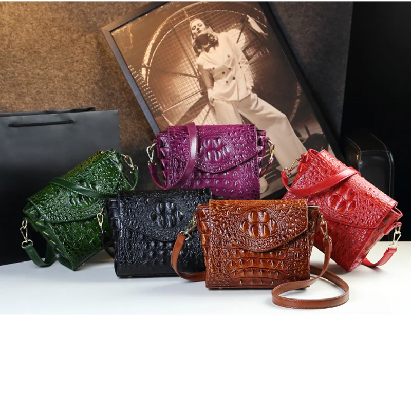 XMESSUN женская сумка из натуральной кожи с крокодиловым узором квадратная на плечо
