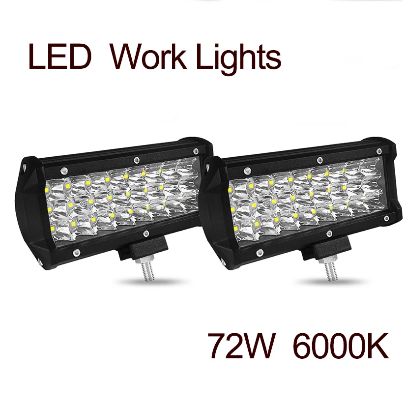 

1pair car work driving lamp 12v 7200lm auxiliary driving lamp Roof Strip Light headlight 72w 6000K super bright auto fog lights
