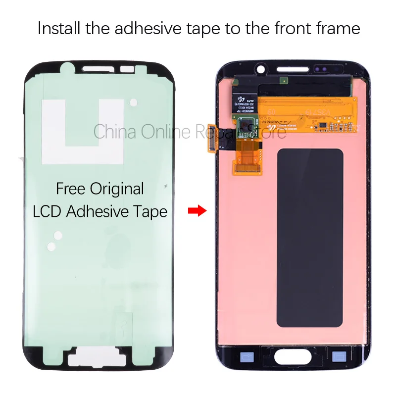 5.1'' тачскрин дисплей экран для SAMSUNG S6 Edge сенсорный дисплей LCD с тачскрином в рамке замена запчасти S6EDGE G925 G925F белый золотой синий зеленый