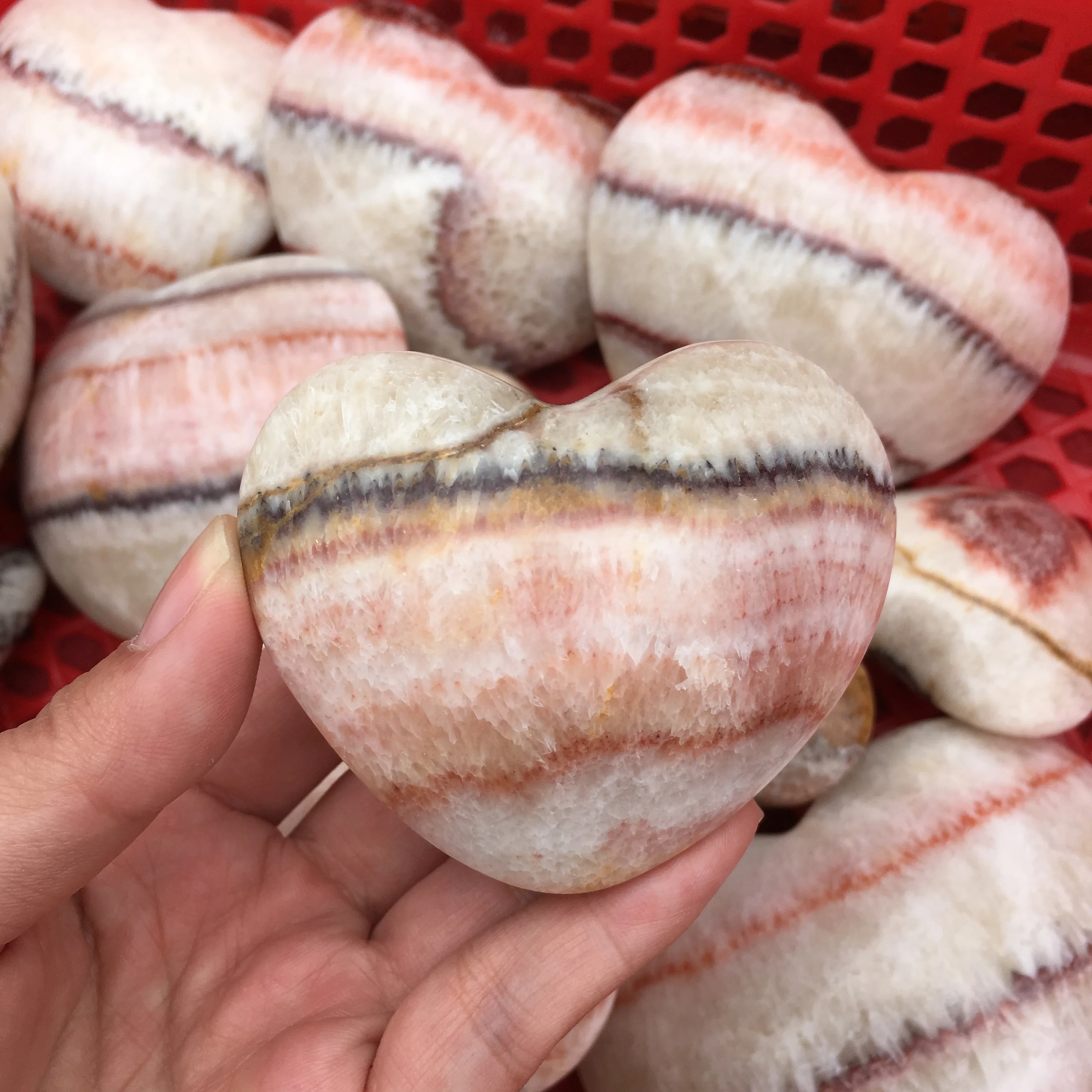 

Natural agate rainbow heart for gift