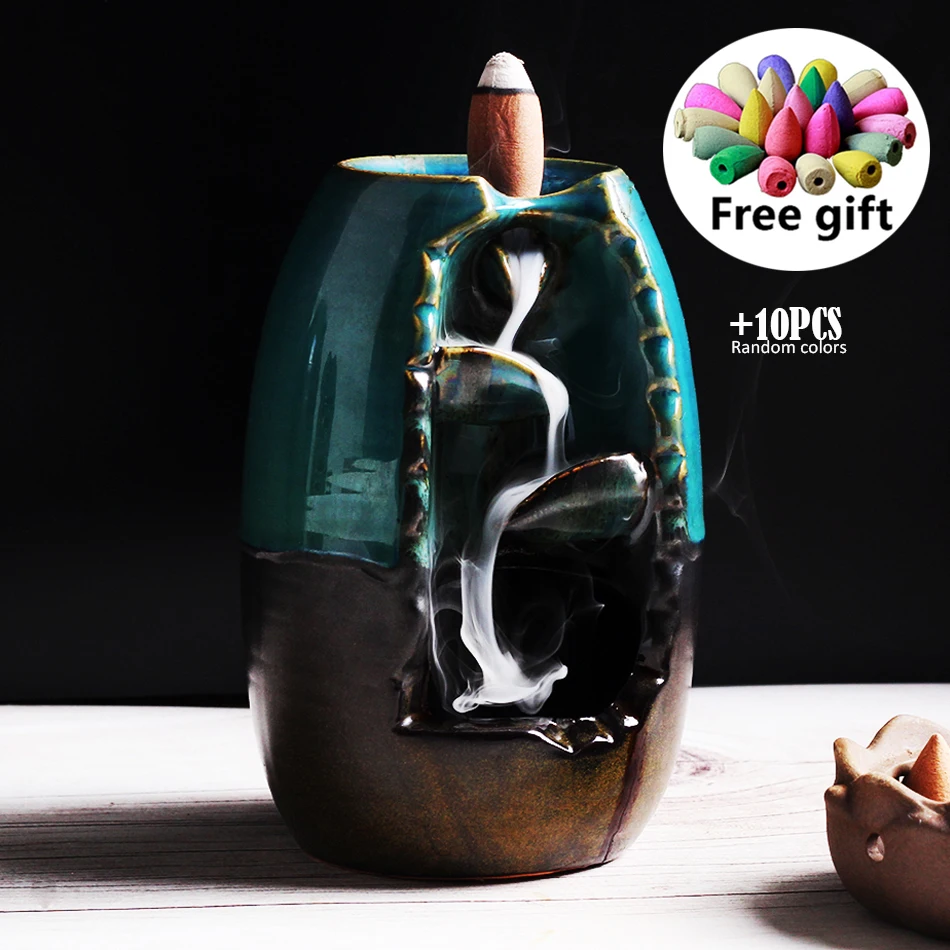 Горелка для благовоний с горячим обратным потоком, домашний декор, фарфоровый держатель для благовоний, керамическая горелка для благовоний с обратным потоком, курильница, декор для комнаты, подарок