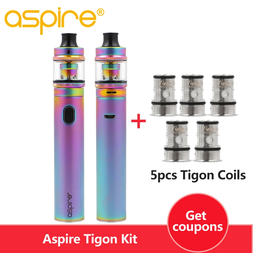 Оригинальный Aspire Tigon комплект с 3 5 мл Tank 2600 мАч батарея MTL & DTL испаритель сигарет