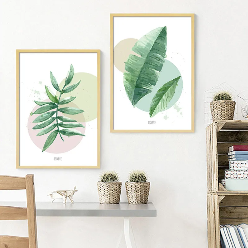 Nordic Green Leaves Canvas Painting Modern Plant Leaf Art Posters and Prints Wall Pictures for Living Room Home Decoration | Дом и сад