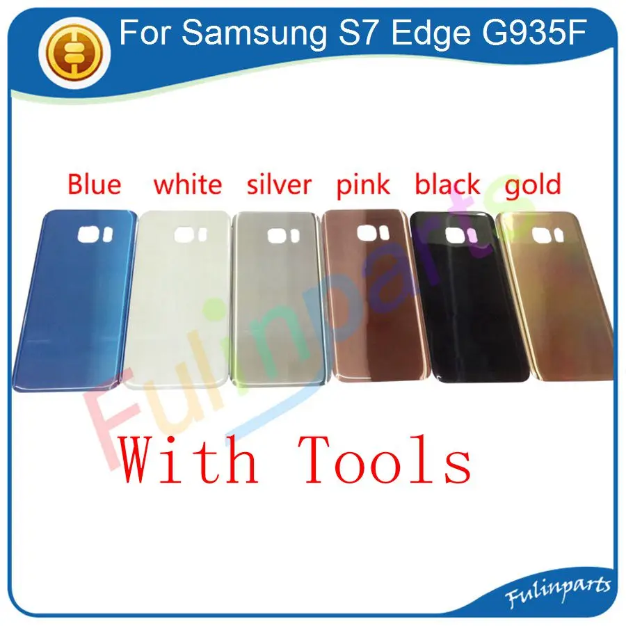 Для Samsung Galaxy S7 Edge G935F G935 Задняя крышка батареи Дверь Корпус чехол с адхенсивной