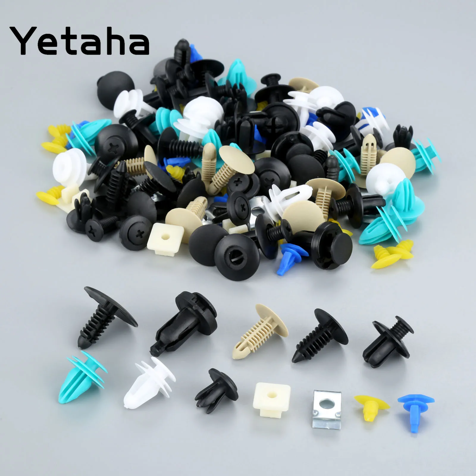 

Yetaha 100 шт. Смешанные 12 типов автомобильных клипса обшивки панели двери крепеж универсальный авто крыло штифт заклепки бампера нейлоновые фи...