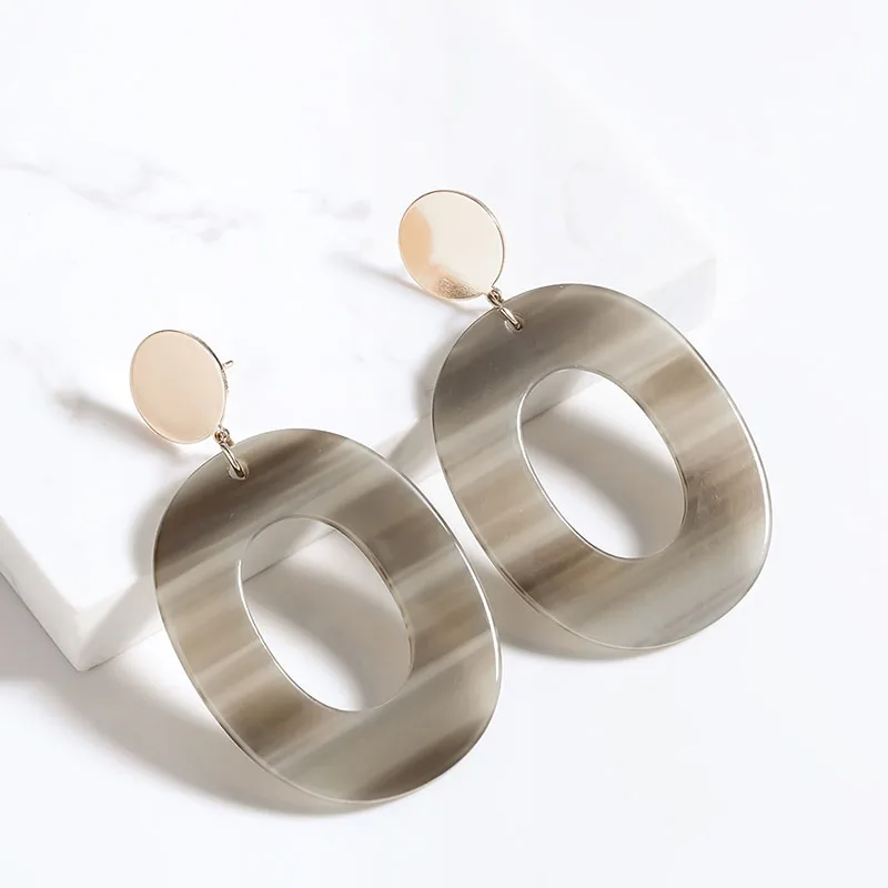 Геометрические круглые серьги простые полимерные мраморные серьги-капли с