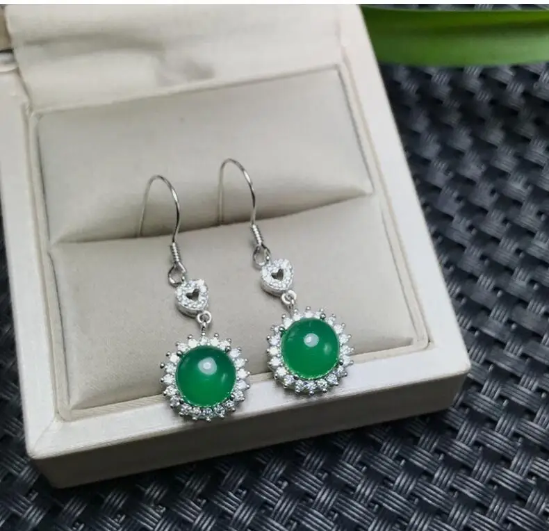 Natural Chalcedony earring Free shipping Jewelry real 925 silver Earring | Украшения и аксессуары