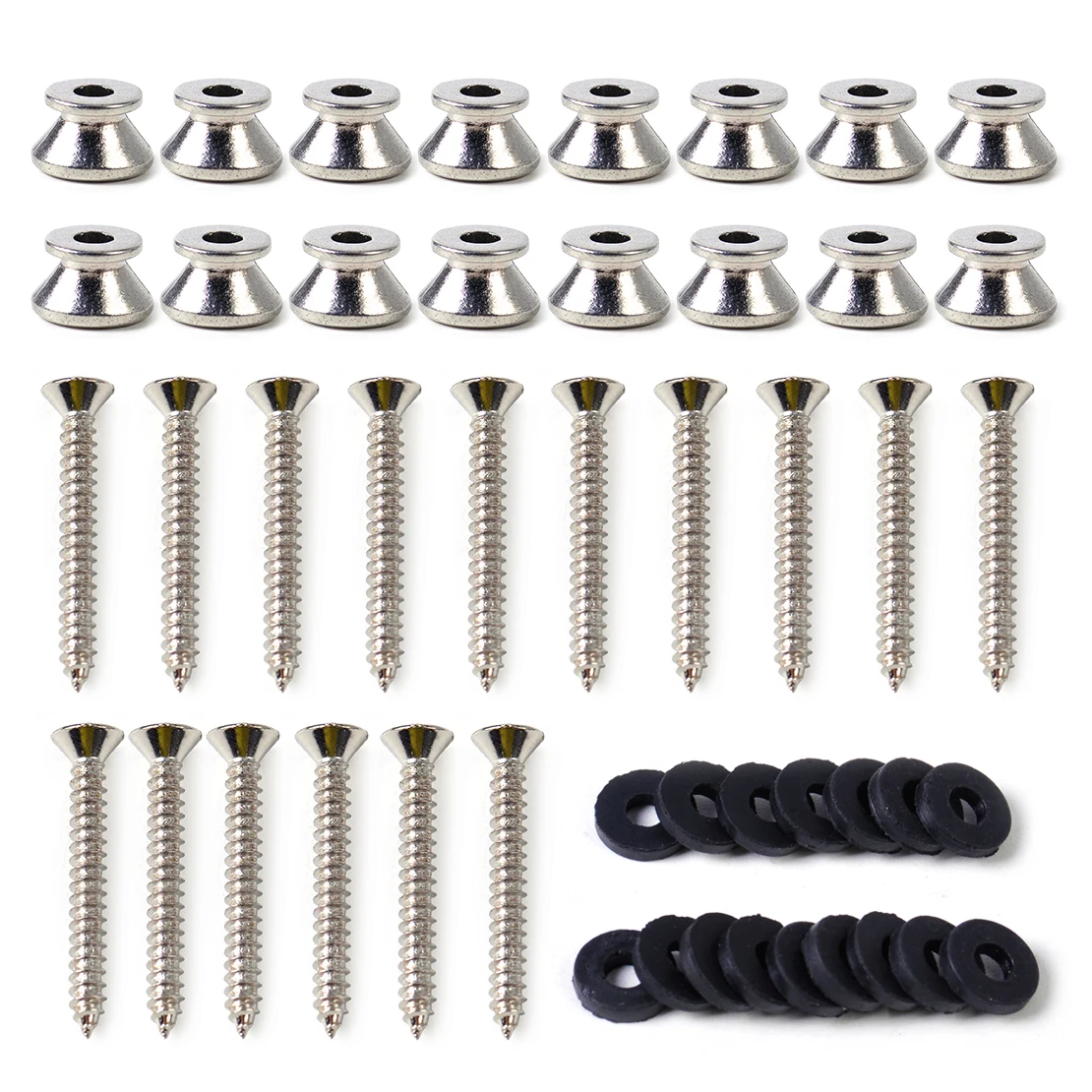 

16pcs Pack Electric Acoustic Guitar Bass Strap End Pin locks Buttons Cushion Screws Chrome Plated