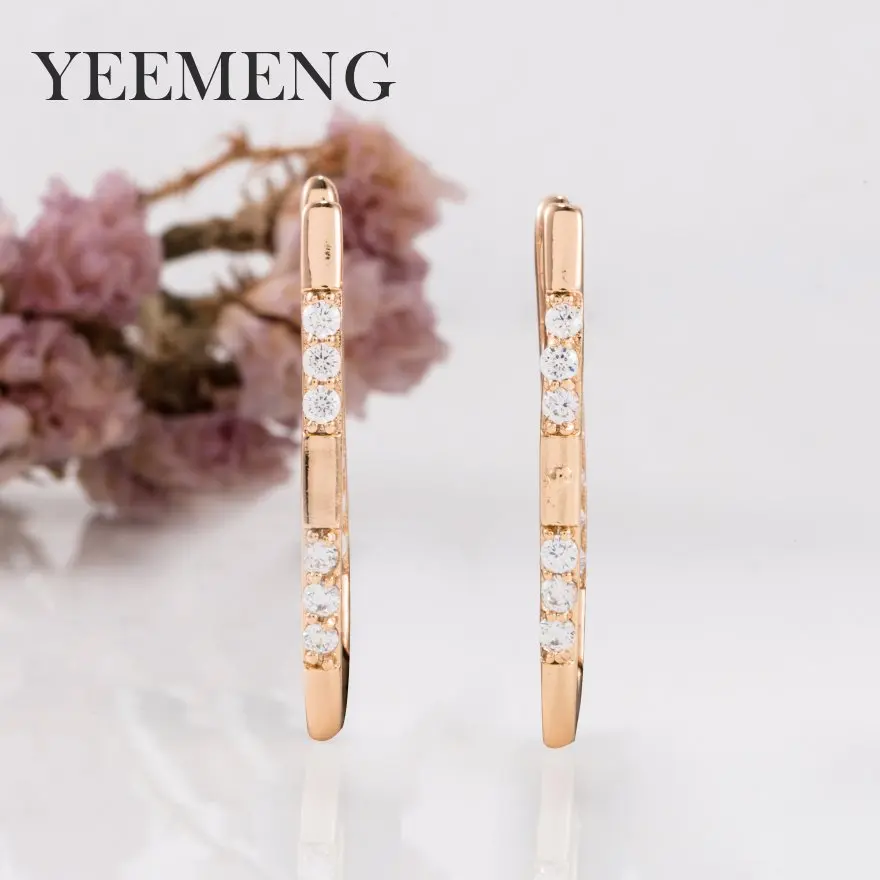 YEEMENG Новые поступления V-образные Сияющий кубический циркон серьги-кольца с
