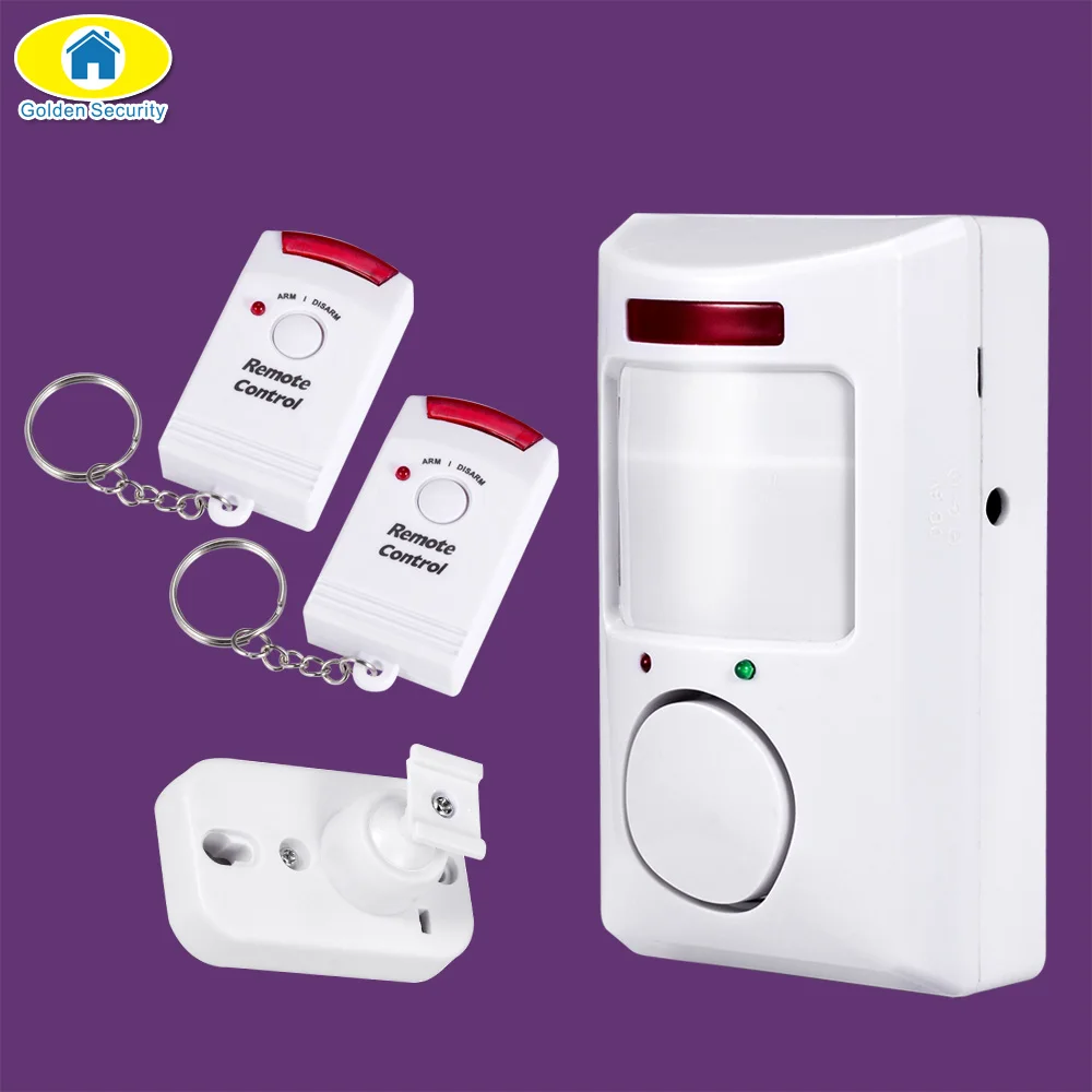 KIT1 Золотой безопасности портативный 110dB PIR детектор движения Инфракрасный Противоугонный детектор движения домашняя система охранной сигнализации+ 2 контроллера - Цвет: KIT1