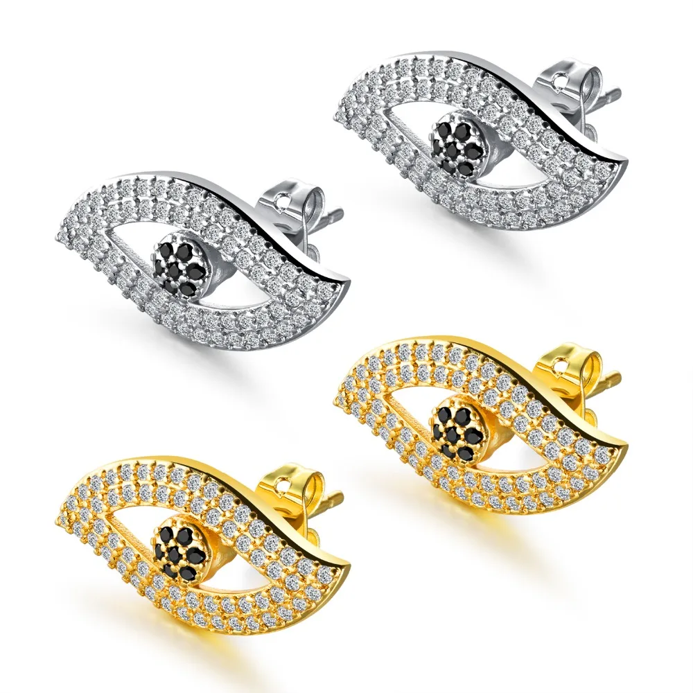 Лидер продаж модные медные серьги в форме сглаза с микро-инкрустацией из