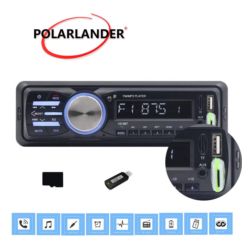 SD USB WMA Bluetooth FM Aux ISO Вход приемник MP3 плеер 1010RDS аудио стерео в тире ЗВУК АВТО