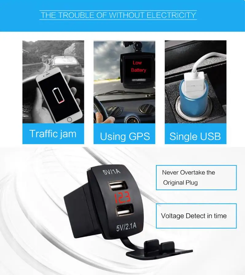 Автомобильное зарядное устройство 12 В 24 до 5 с двумя usb разъемами