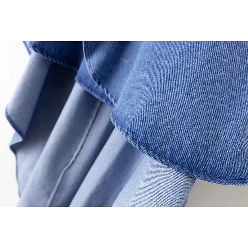 Шикарная Асимметричная джинсовая юбка Женская передняя короткая задняя длинная