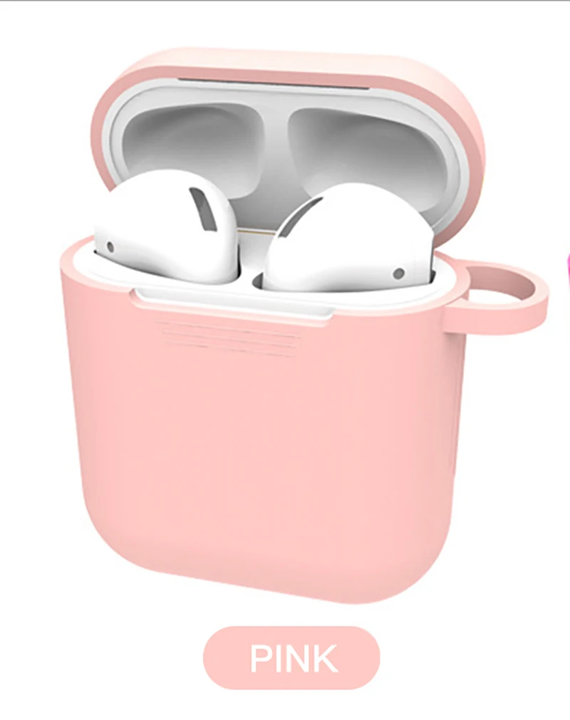 Pink Чехлы для наушников для Apple AirPods, силиконовый чехол, беспроводной Bluetooth Air Pods, мягкий чехол для наушников, защитный чехол, Fundas - Цвет: Pink