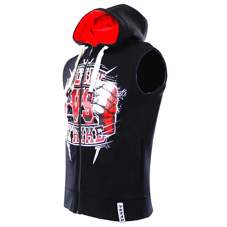 VSZAP MMA жилет без рукавов и толстовка с капюшоном тайский боксерский фитнес-бег. |