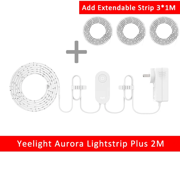 Add 3M Strips Умный светильник Xiaomi Yeelight RGB, Умный домашний телефон, приложение, Wi-Fi светильник, яркий светодиодный светильник 2 м, 16 миллионов, 60 светодиодный - Цвет: Add 3M Strips