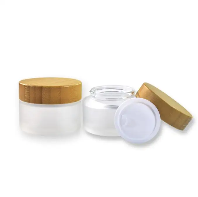 Косметическая бамбуковая крышка стеклянная банка 50 г крема для лица мороза с