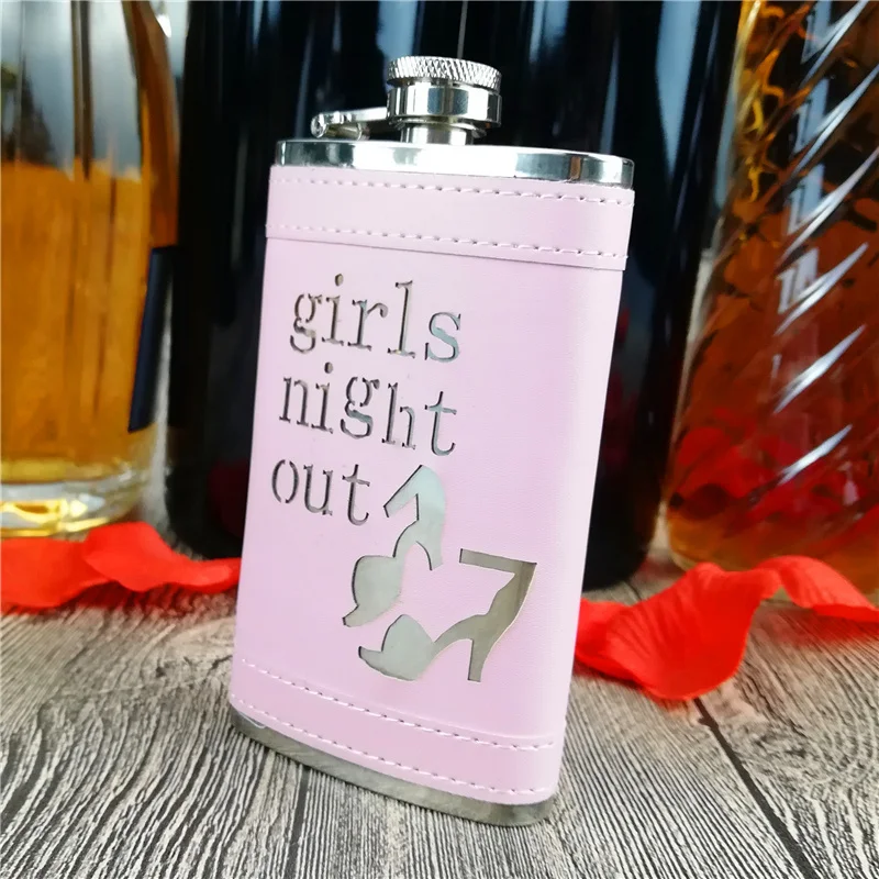 Фляжка для ликера розового или голубого цвета "girl nite out", фляга из нержавеющей стали 6 унций