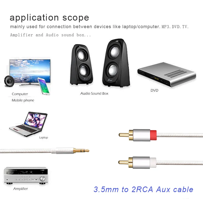 Аудиокабель RCA HIFI со штекером 3 5 мм на штекер 2RCA AUX кабели 0 м 1 для домашнего