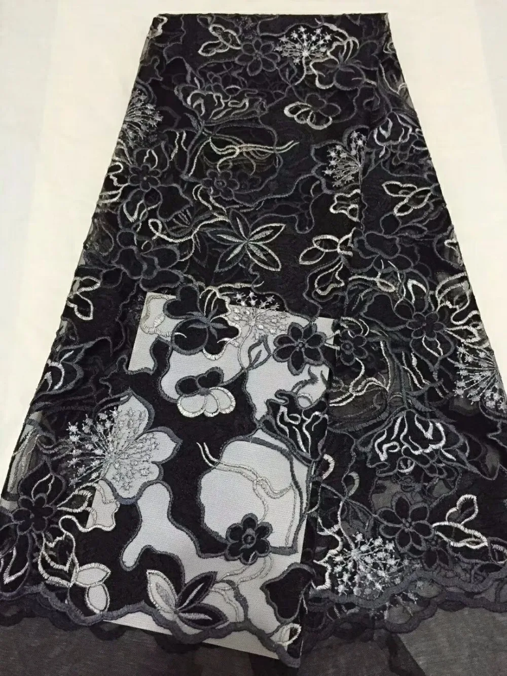 

nigeria lace fabric 2018 french net lace with beads and stones high quality tulle fabric for dress 5yard/lot CDN50