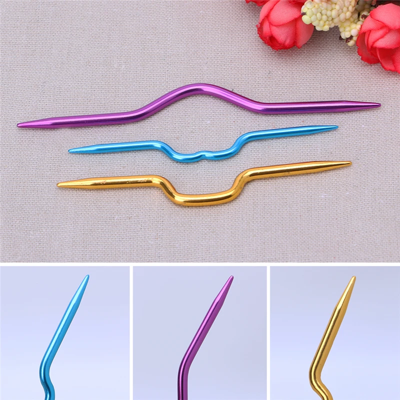 3 шт. спицы для вязания штифты крючки шитья инструменты из алюминия изогнутые