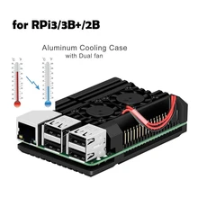 Raspberry Pi 3 Model B+ специальный алюминиевый чехол с двойным охлаждающим вентилятором металлический корпус черный корпус для Raspberry Pi 3 Model B