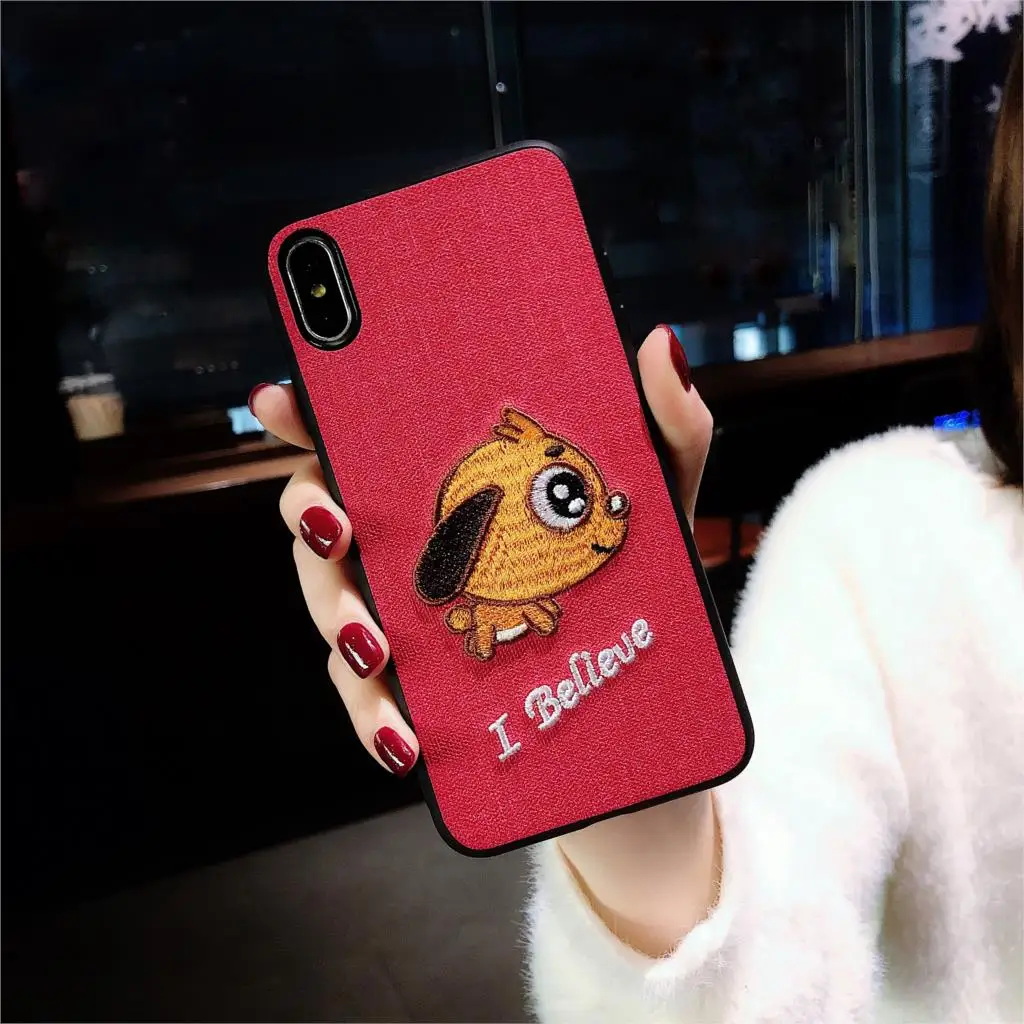 Beyour чехол для телефона с вышивкой собаки iPhone 6 6S 8 7 Plus симпатичной парой задняя