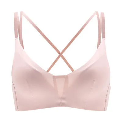 Pink No Panties Сексуальное женское нижнее белье, бюстгальтер с открытой спиной, без косточек, пуш-ап, бюстгальтеры для маленькой груди, нижнее белье, Дамский бюстгальтер, дышащий бюстгальтер - Цвет: Pink No Panties