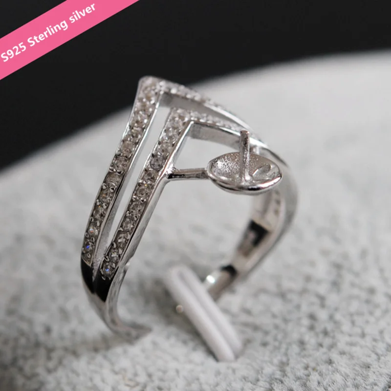 

925 Sterling Silver Rings Holder Natural Pearl Rings Settings Leaf Style Findings Metal Accessory DIY Women Jewelry Findings S22