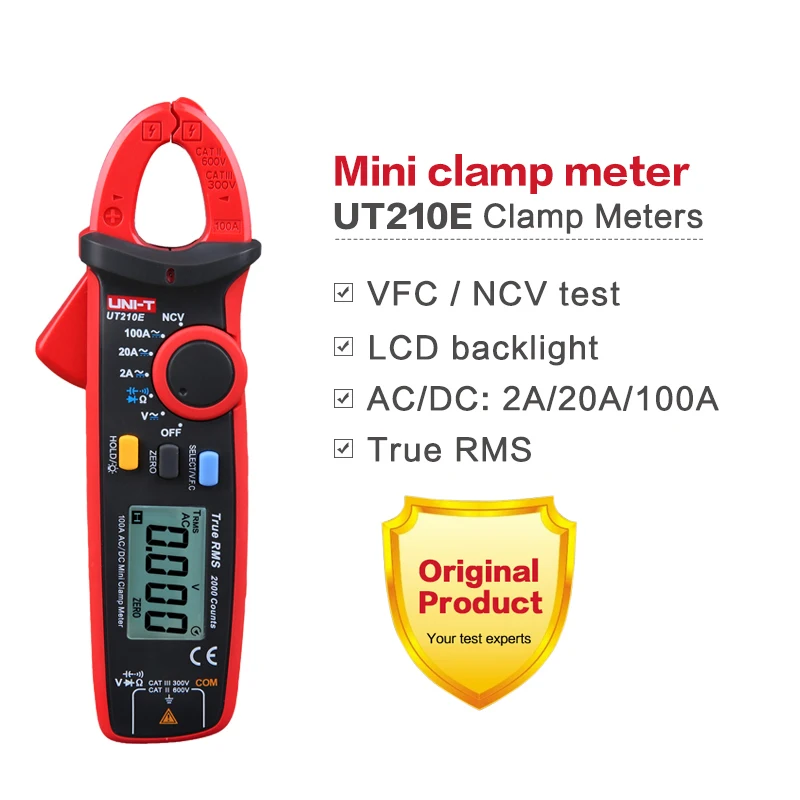 UNI-T UT210E Clamp Meter Pinza Amperimetrica VFC Electrical Instruments DC/AC Current Voltage Tester Auto Range Multimeter