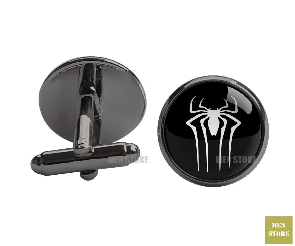 Cufflink-black Удивительный Человек-Паук Символ Мужской Жаккардовый тканый узкий 2," галстук 6 см Галстук Свадебная вечеринка галстук для жениха запонки LK089M - Цвет: Cufflink-black