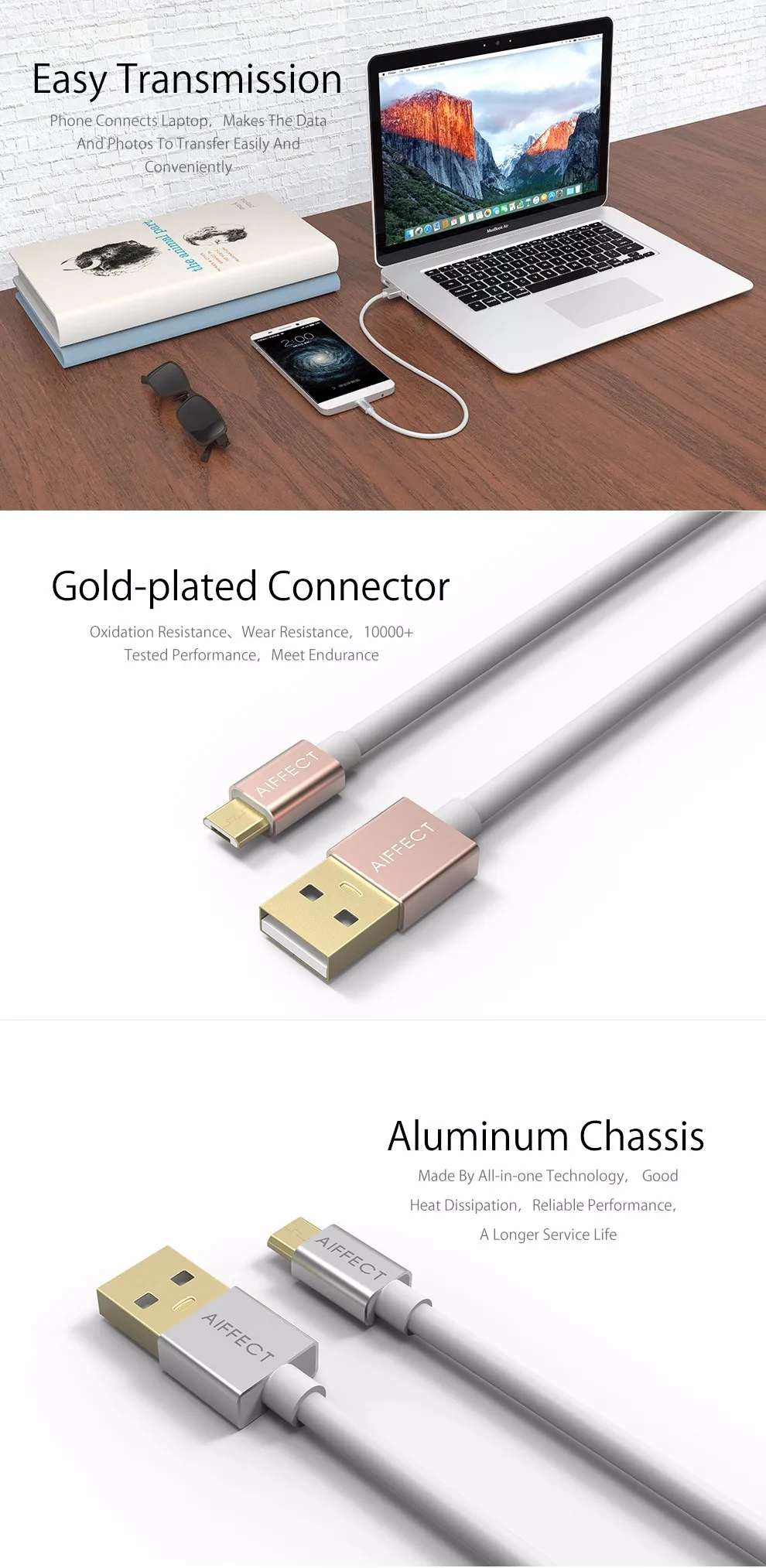 AIFFECT 2 шт. высокоскоростной Micro USB 2,0 кабель микро-СВЕТОДИОДНЫЙ модуль панели управления B для USB синхронизации данных кабель для зарядки шнур линии 3,3 фута и 5 футов