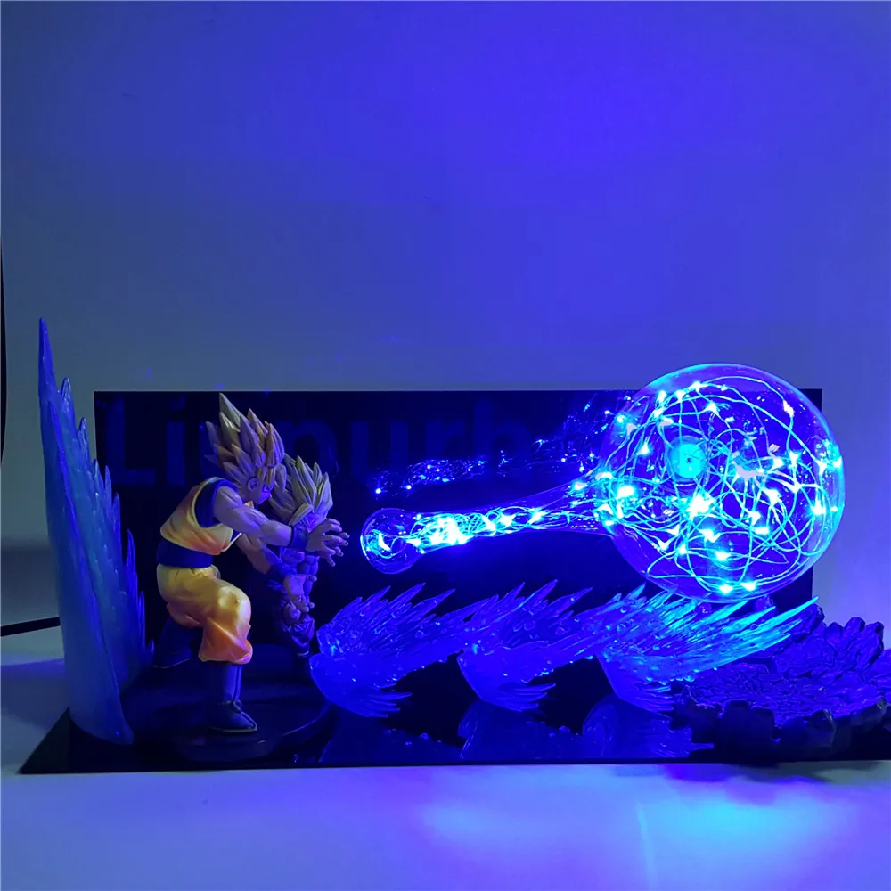 Dragon Ball Z Сон Гоку для папы и сына светодиодный ночные светильники Dragon Ball Z фигурка аниме Гохан Goku kamehameha настольная лампа