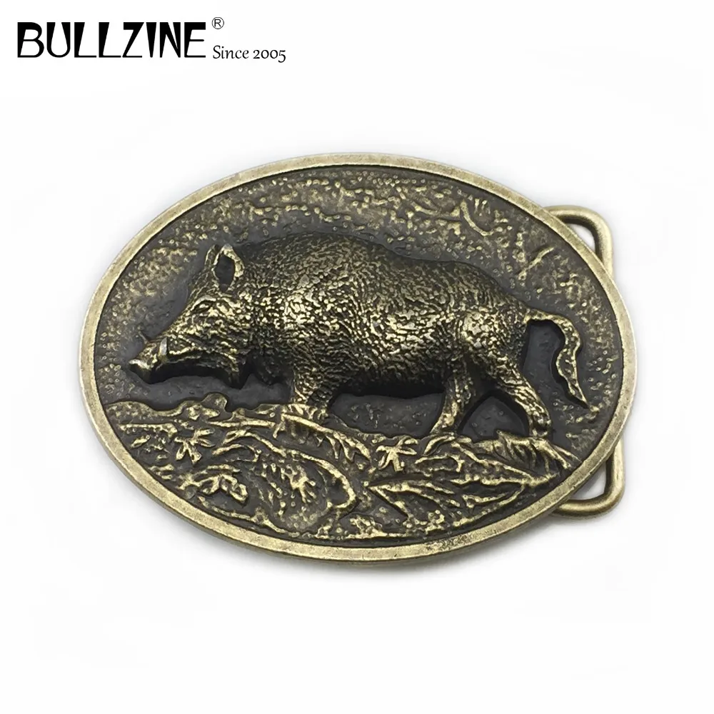 В Bullzine дикий кабан пряжка на ремешке с античная латуневая отделка FP-03570 подходит