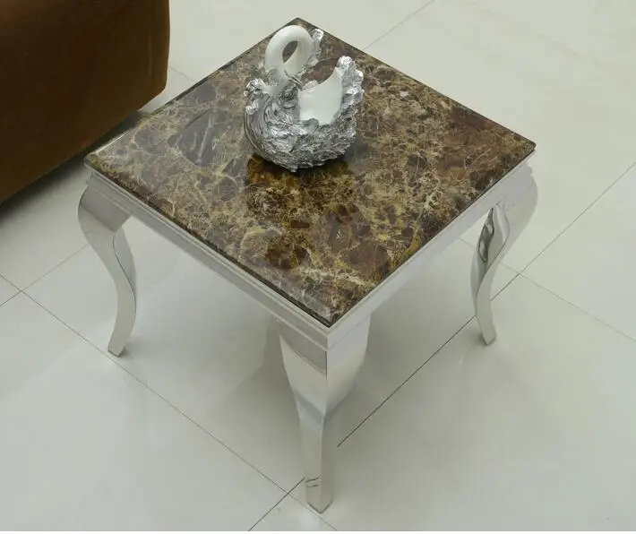 Мрамор. Маленький чайный столик из нержавеющей стали журнальный столик|coffee
