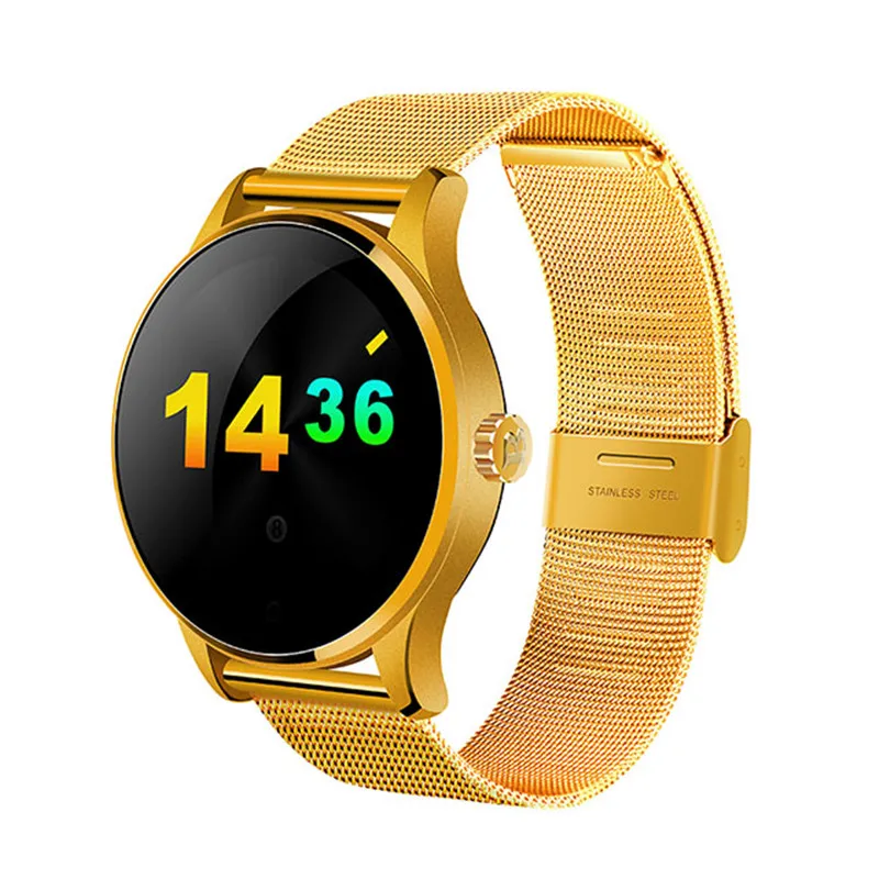 gold steel Оригинальные Interpad K88H Смарт-часы классические здоровье умные часы с металлическим браслетом пульсометр кожаный и стальной ремешок для мужчин для женщин для любовников - Цвет: gold steel