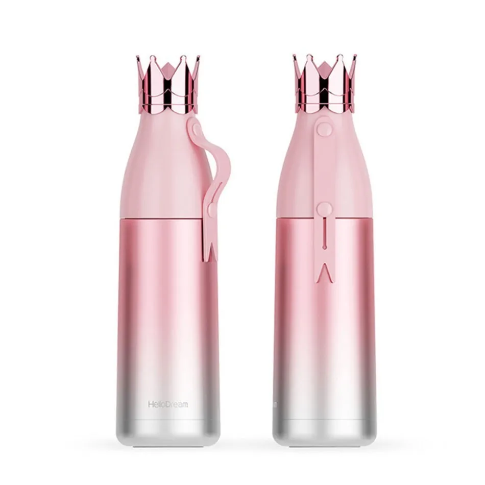 Creative Cute Crown Lid Stainless Steel Water Bottle Outdoor Travel Car Thermos Bottle For Water Bridemaid Gift Cup