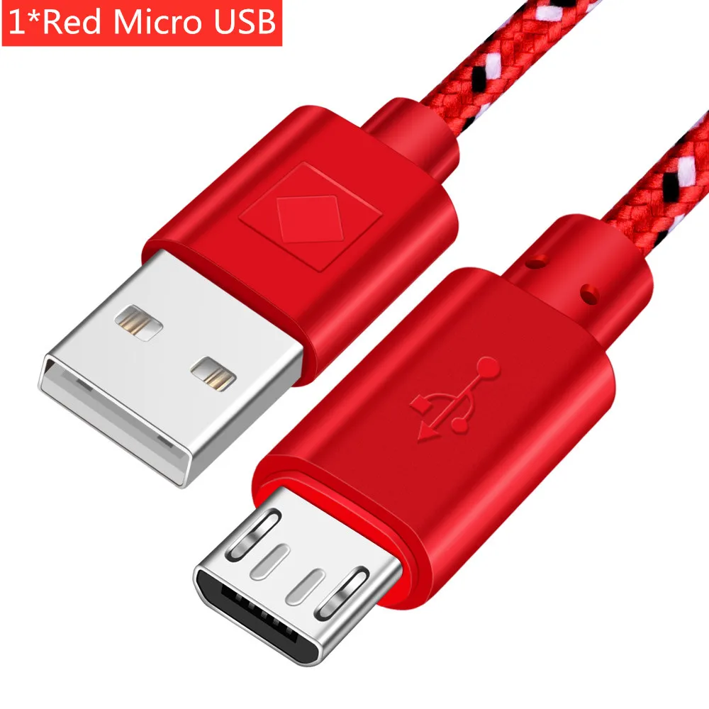 ROMICHW Micro USB кабель для быстрой зарядки USB кабель для передачи данных для samsung huawei Xiaomi LG sony Android мобильный телефон usb зарядный шнур - Цвет: Red For Micro USB