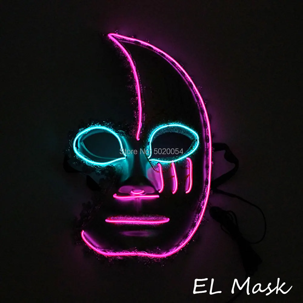 Новинка маска на Хэллоуин светящаяся EL wire Masque светодиодный неоновый светильник