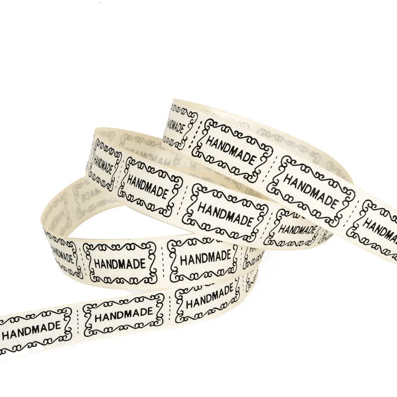 5 ярдов/лот 10мм 13мм Айвори Ручная печать атласная лента для шитья аксессуары DIY Декоративное искусство и поделки Подарочная упаковка для выпечки.