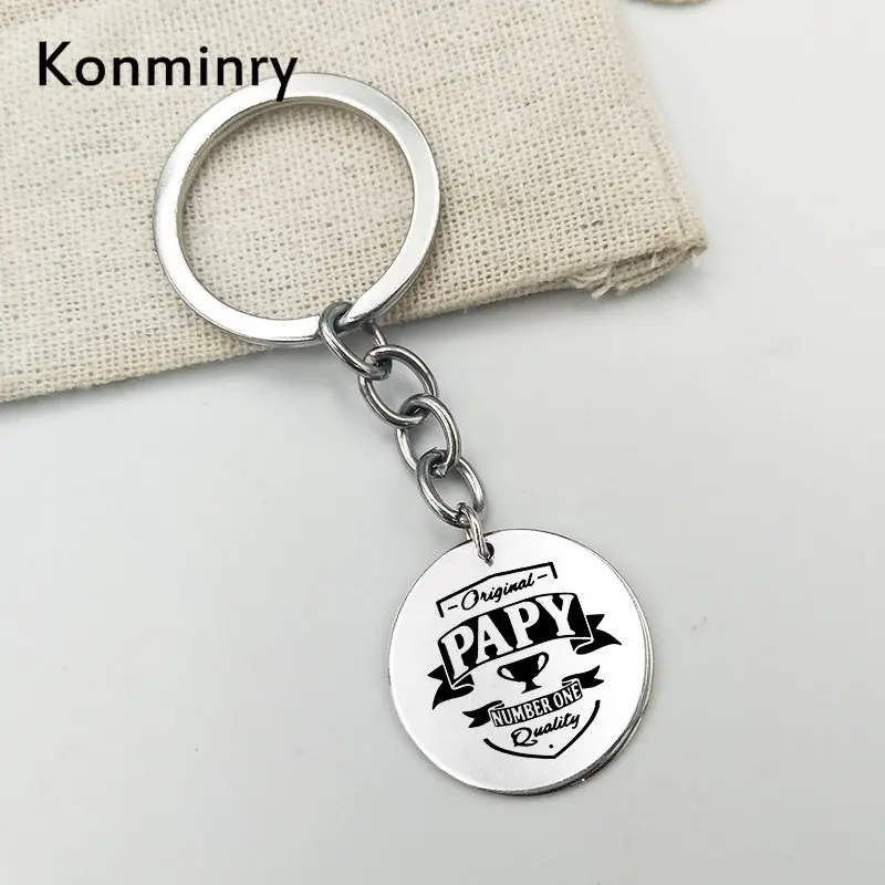Супер папы из нержавеющей стали Длинные Брелки держатель круглой формы Серебряный цвет дедушка подарки Ювелирные изделия Konminry