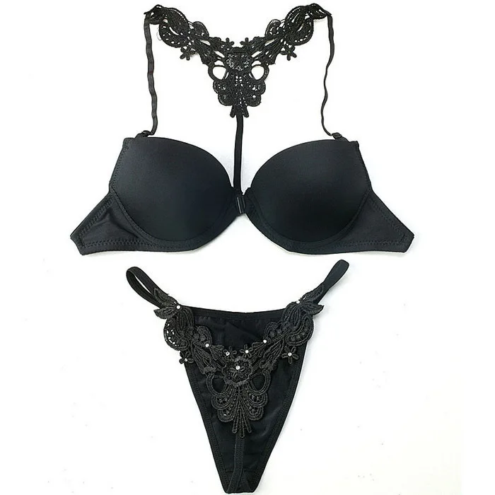 Комплект женского кружевного нижнего белья с застежкой спереди|bra set|wholesale bra setswomen