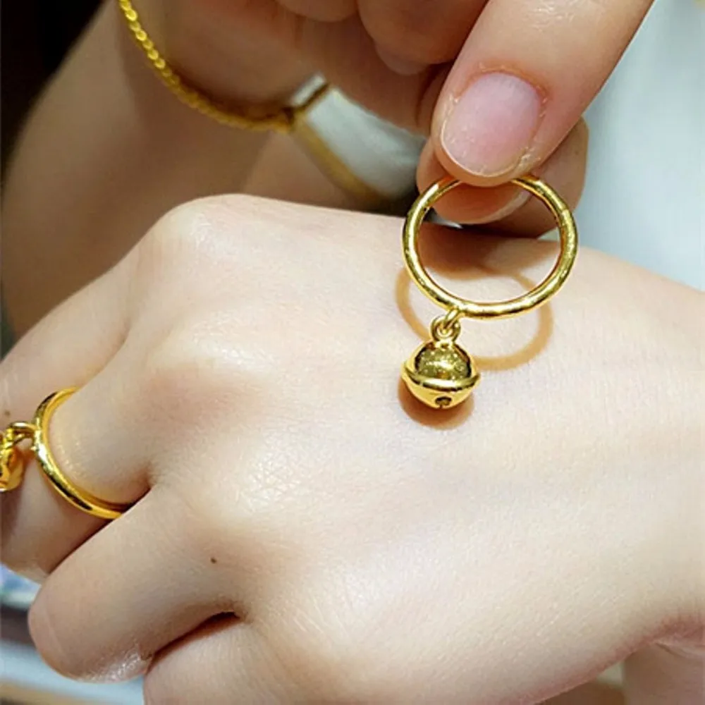 Женское 3D кольцо из желтого золота с колокольчиком горячая Распродажа Pure 999 24K|gold