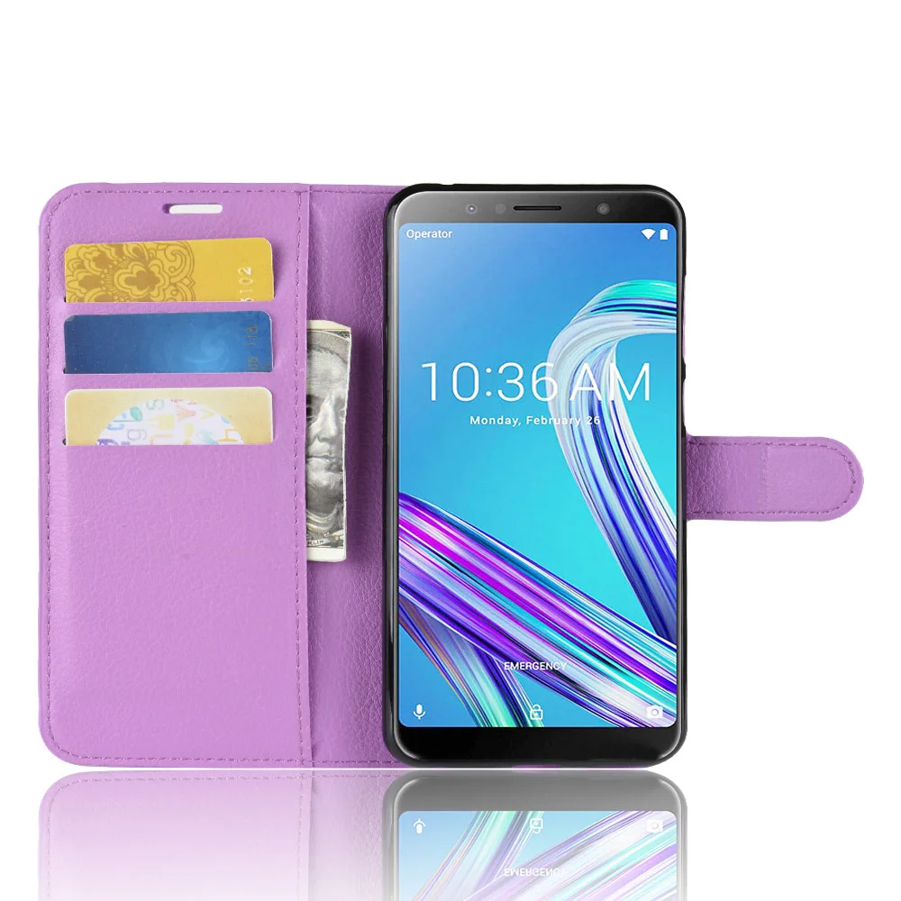 Чехол для Asus ZenFone Max Pro ( M1 ) ZB601KL ZB602KL ZB555KL откидной с отделением карт и подставкой