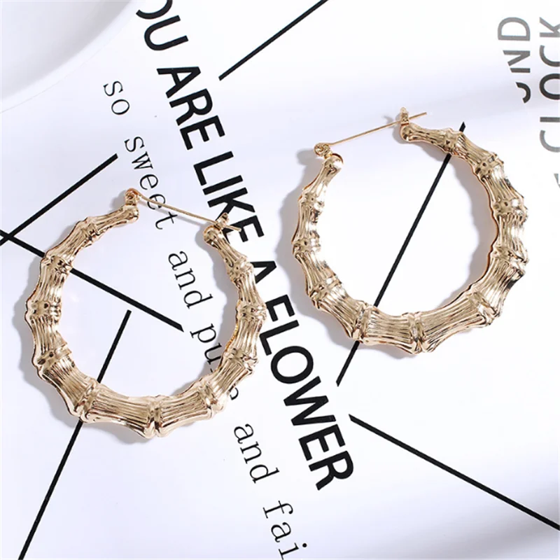 2019 новые модные золотые круглые серьги для ночного клуба большие бамбуковые