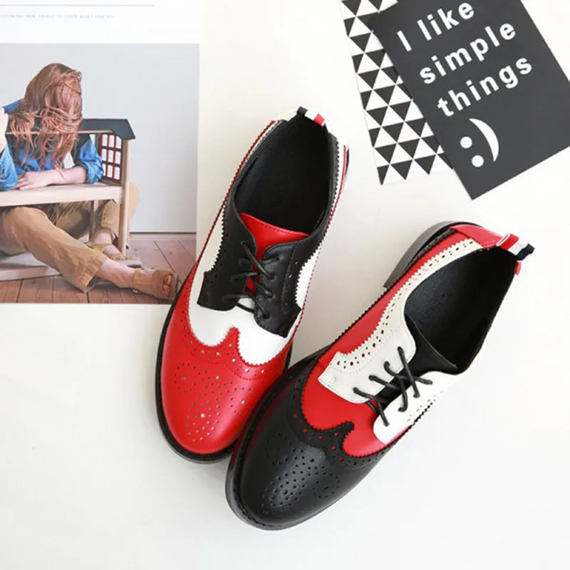 Синие и темно-синие женские оксфорды на шнуровке винтажные броги школьные туфли